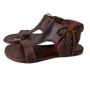 Bed|Stü Women' s Nina Leather Brown Gladiator Flat Sandals Size 6.5